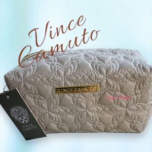 Vince Camuto Quilted Makeup Toiletries Travel Bag NWT